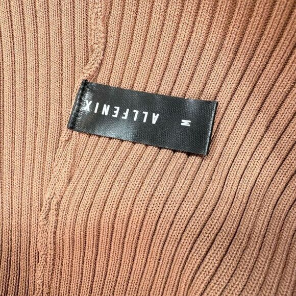 Allfenix Dress Womens Medium Brown Sleeveless Scoop Neck Maxi ribbed Elegant - Picture 4 of 9